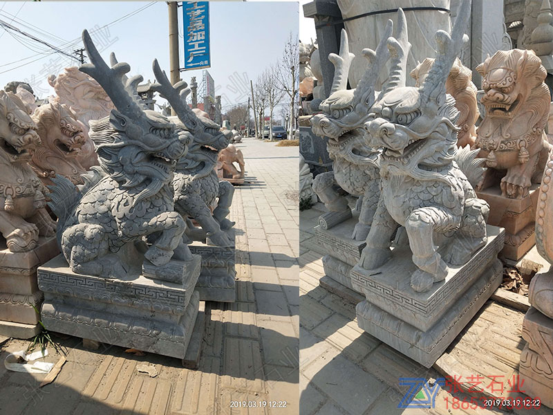 青石石麒麟摆件
